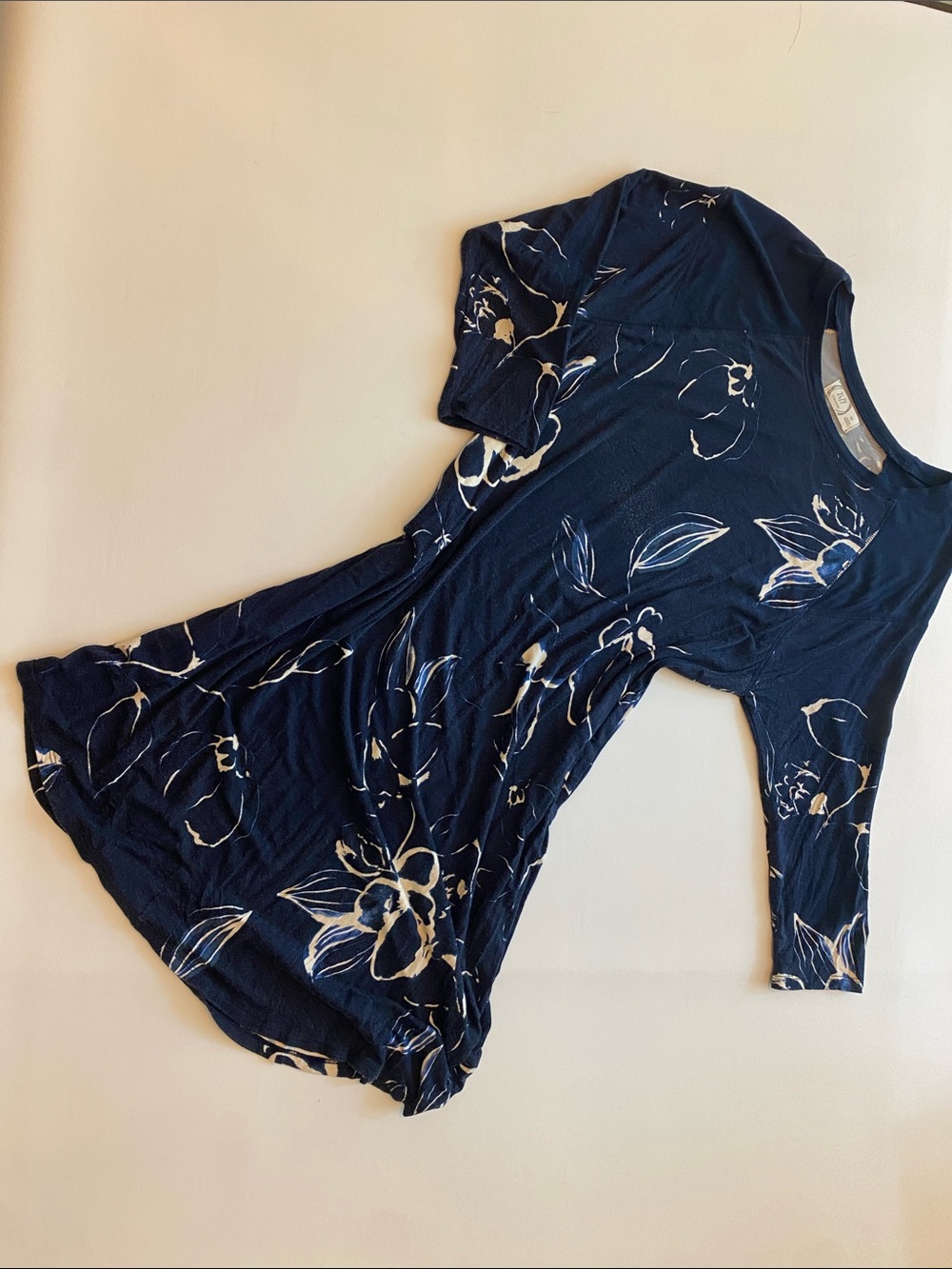 Maurices Navy Floral Long Sleeve Knee Dress